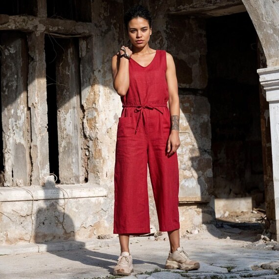 Salopette Femme Été Sans Manches - Pantalon-Robe Loose Décontracté - Style Chic Et Élégant - Grandes Tailles