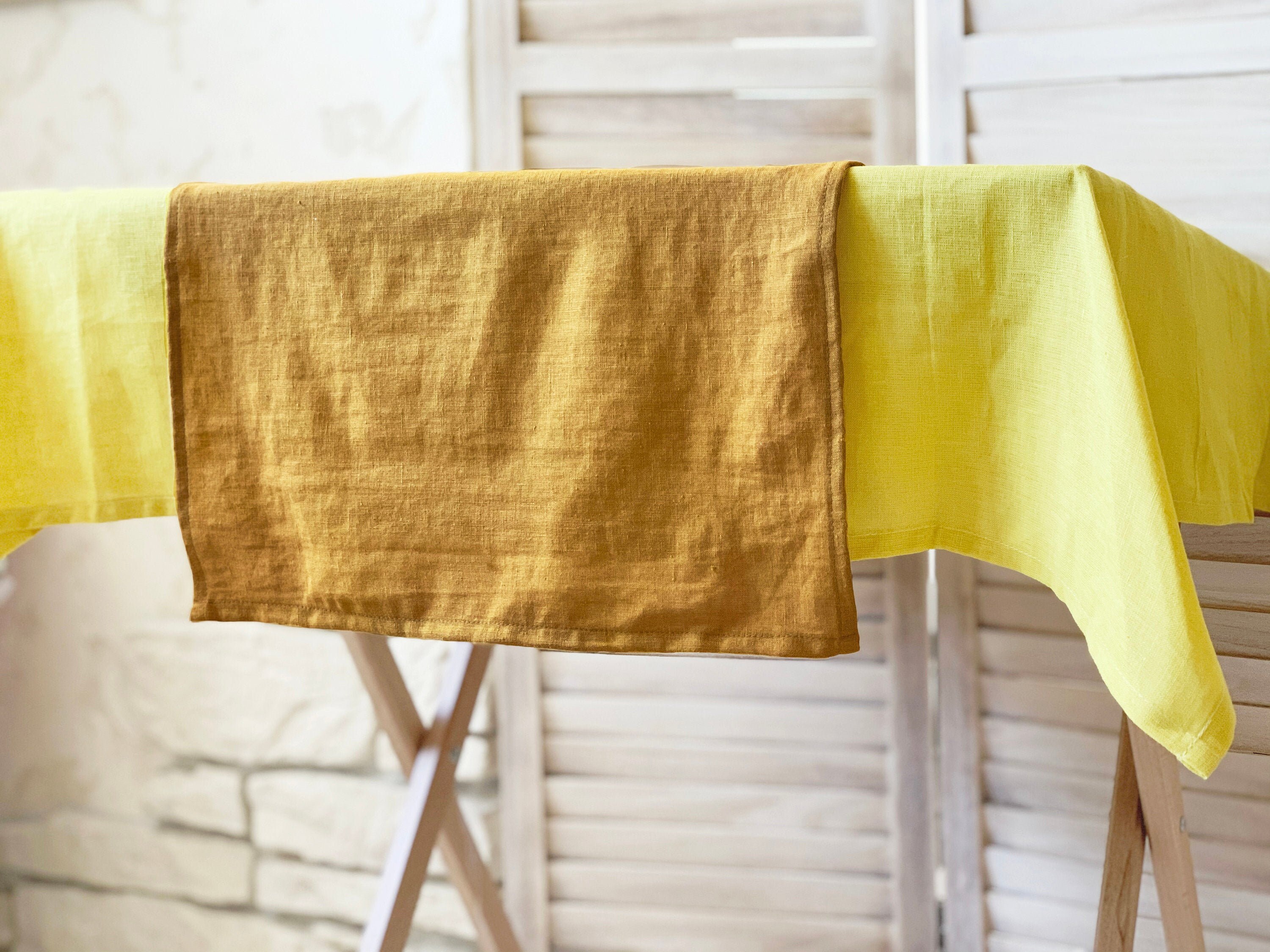 Mustard yellow Linen table runner Custom color & size Wedding Etsy