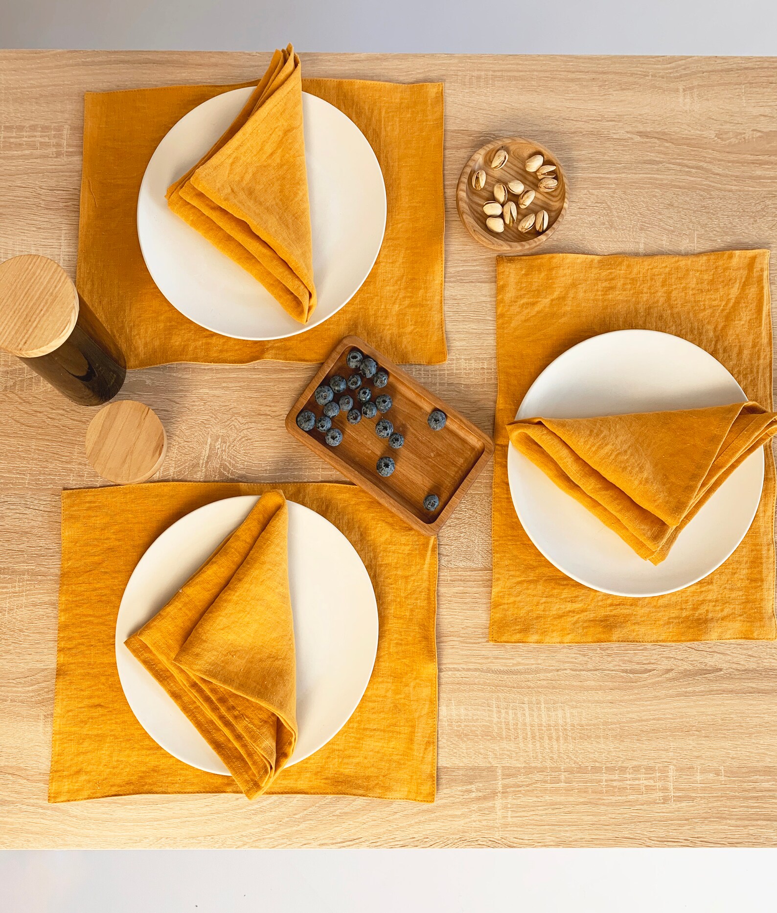 Mustard yellow linen placemats Dinner table place mat Wedding Etsy