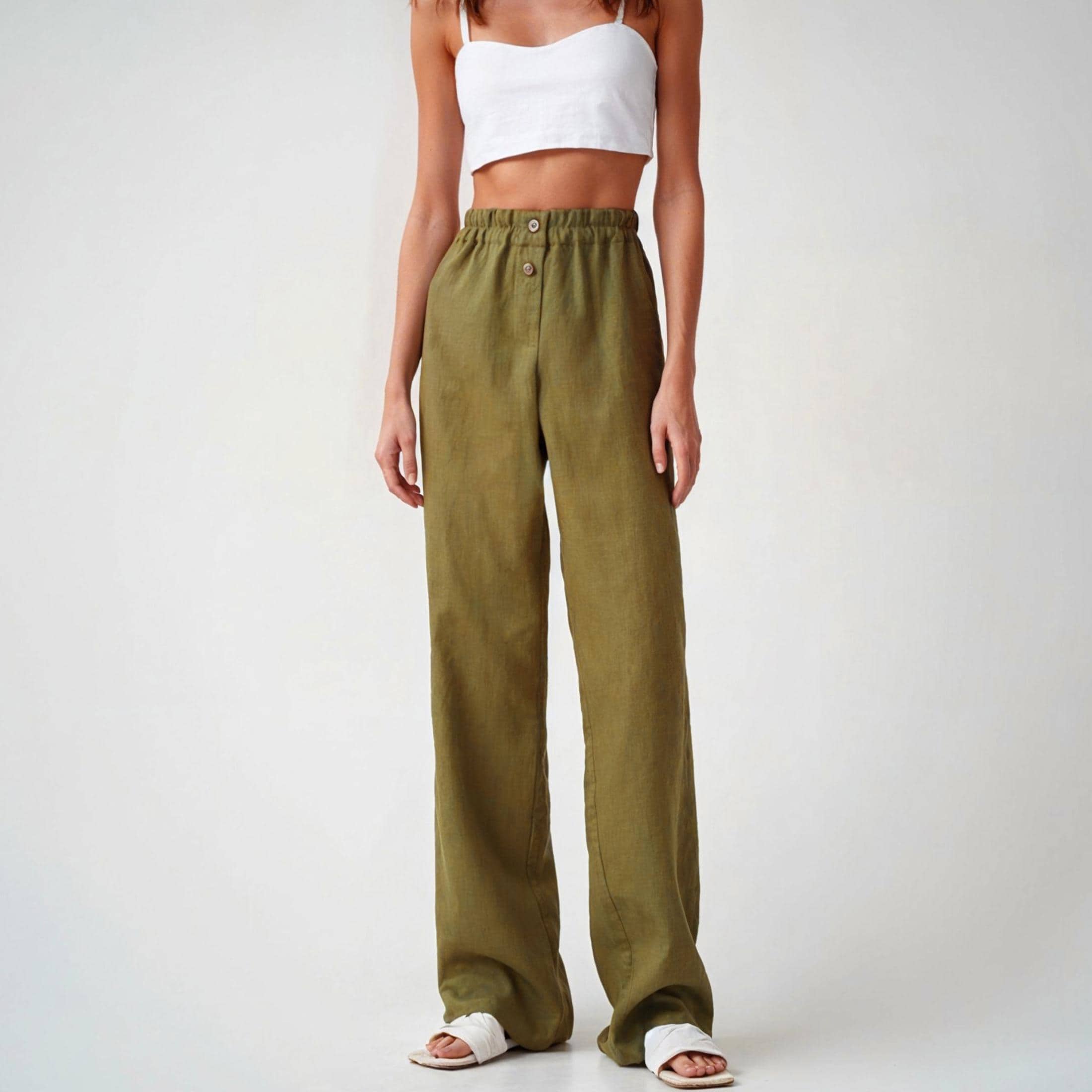Shirred Waist Pants - Etsy