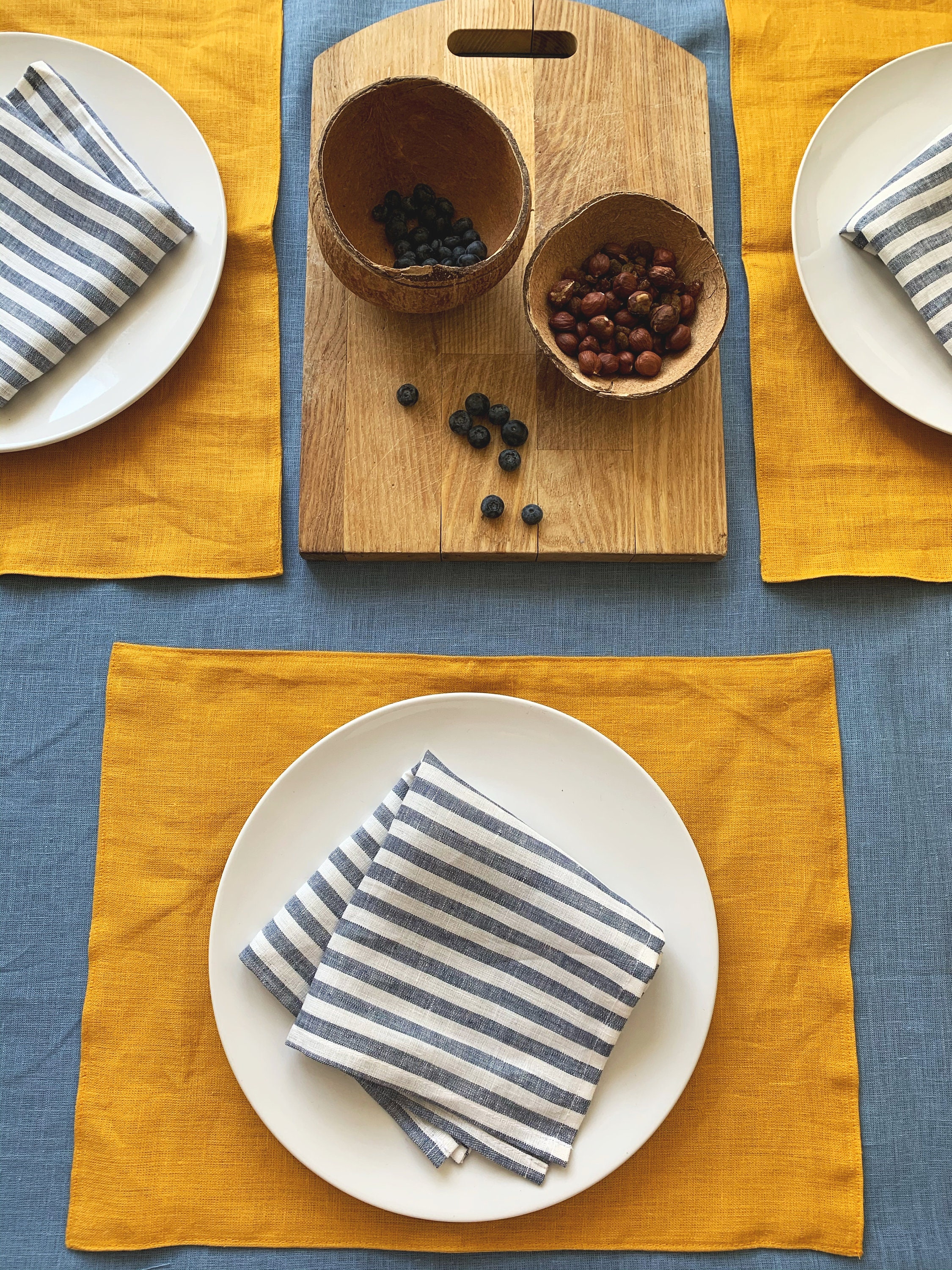 Mustard yellow linen placemats Dinner table place mat Wedding Etsy