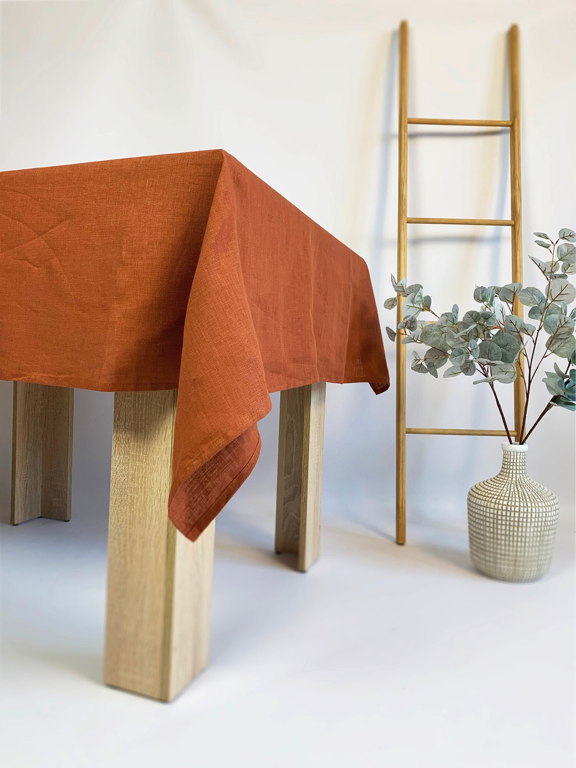 Terracotta Burnt orange Linen tablecloth Rectangle Square Etsy