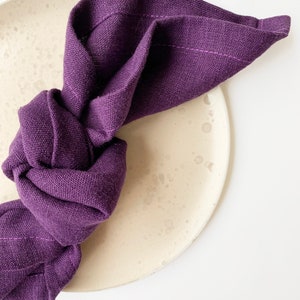 Linen napkins Set of 4 Custom size cloth napkins Dinner Cocktail Wedding Natural napkins Bulk Violet