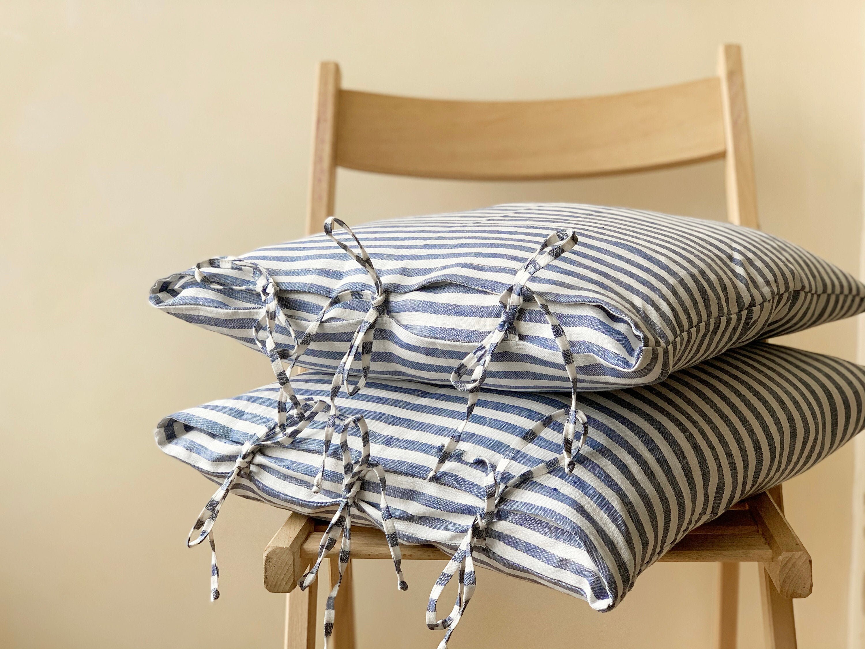 Linen pillow case with ties Custom pillow cover Queen King Etsy