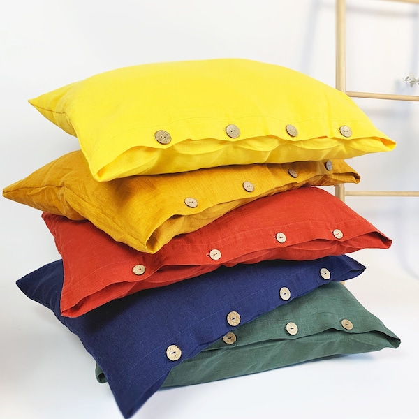 Custom Linen Pillowcase with Envelope Closure - 30 Colors for Bedding and Living Room Decor, Shams, and More - Queen, King, Euro, Standard