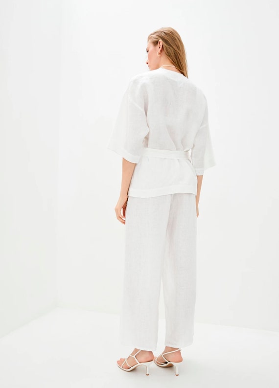 【Anyone more】Ether Summer Linen Banding Wide Long Pants Brnmxoke Cotton Linen Pants for Women with Pockets,Womens
