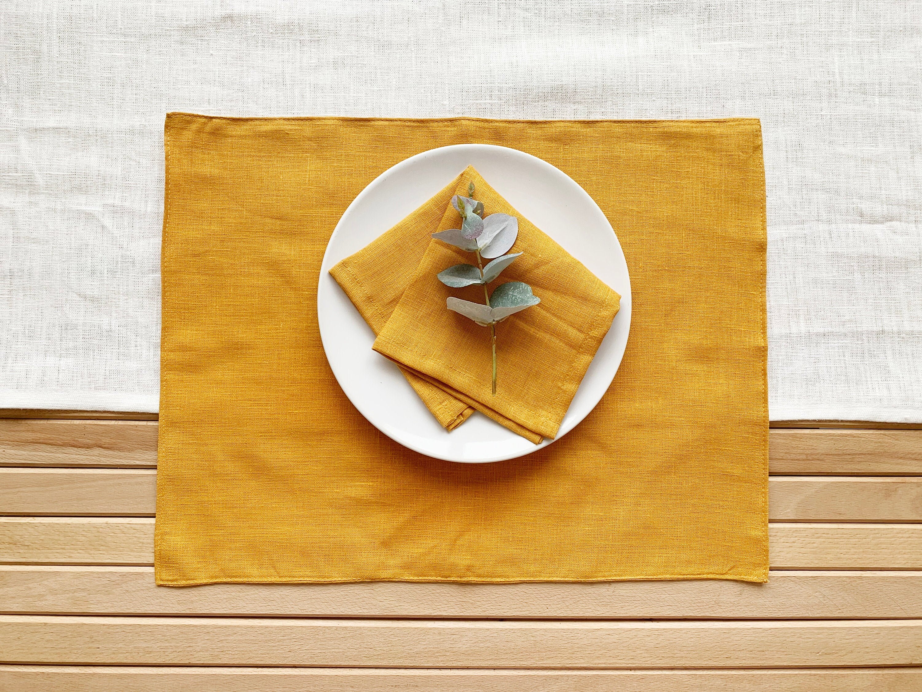 Mustard yellow linen placemats Dinner table place mat Wedding Etsy