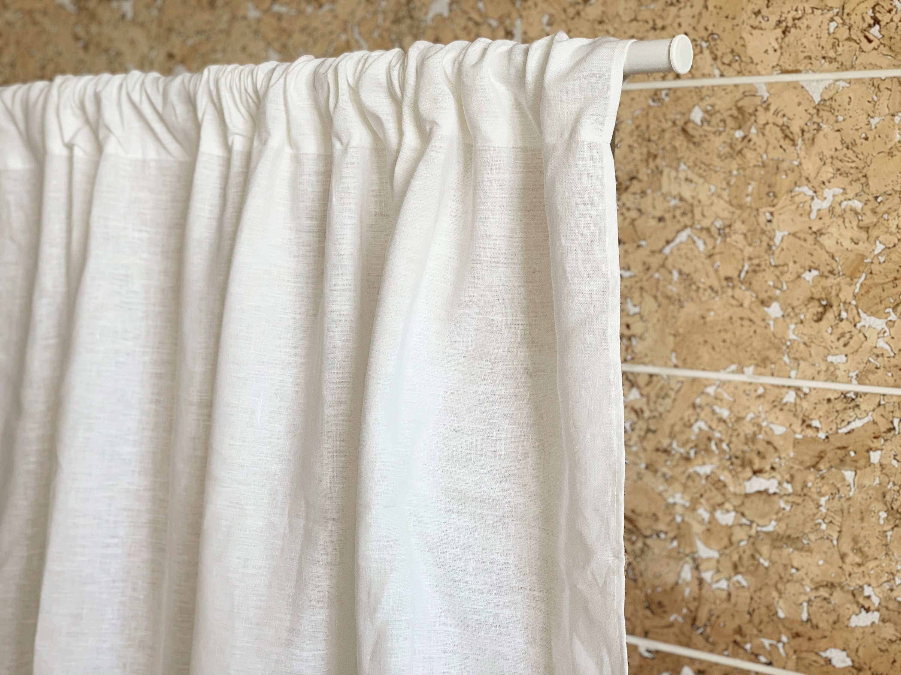 White linen curtains Custom panels Ivory Ties top Rod pocket Etsy