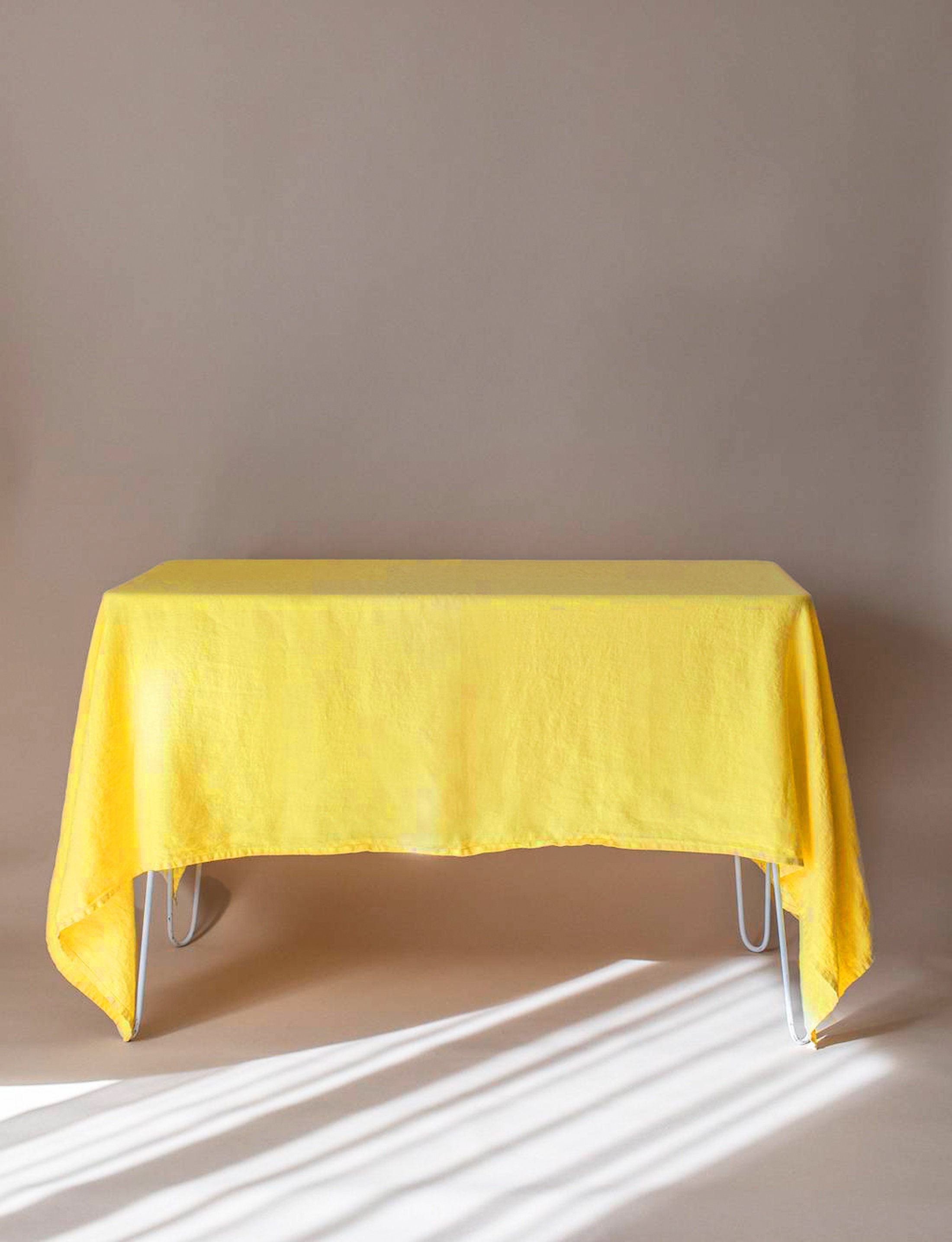 Tovaglia di lino gialla Misura personalizzata / Copritavolo grande  rettangolare quadrato rotondo piccolo lungo -  Italia