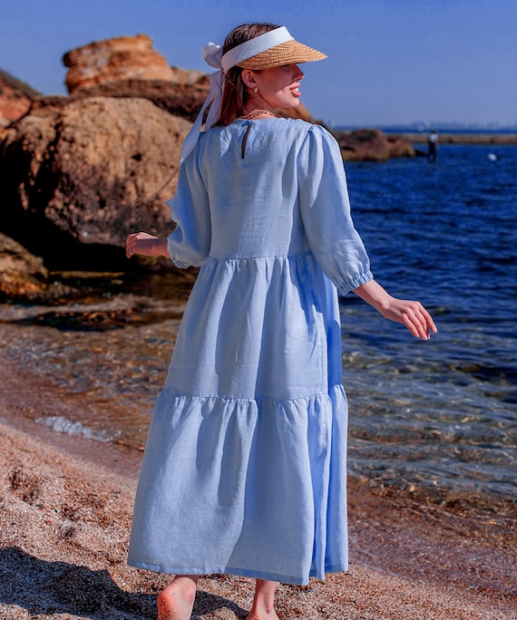 3 4 sleeve maxi dress