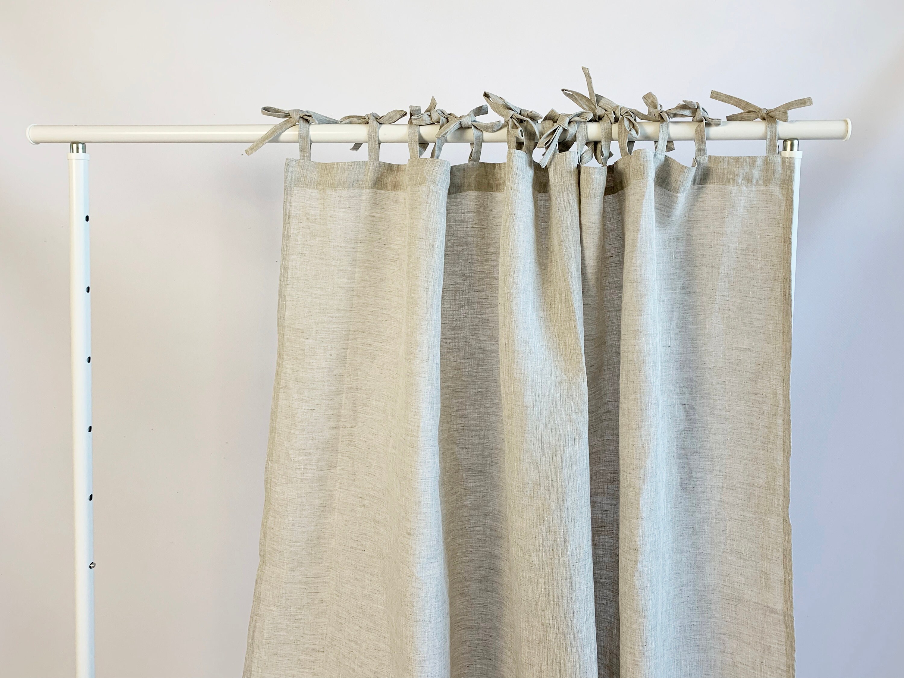 Natural gray linen curtains Tab Tie top Rod pocket Light grey Etsy