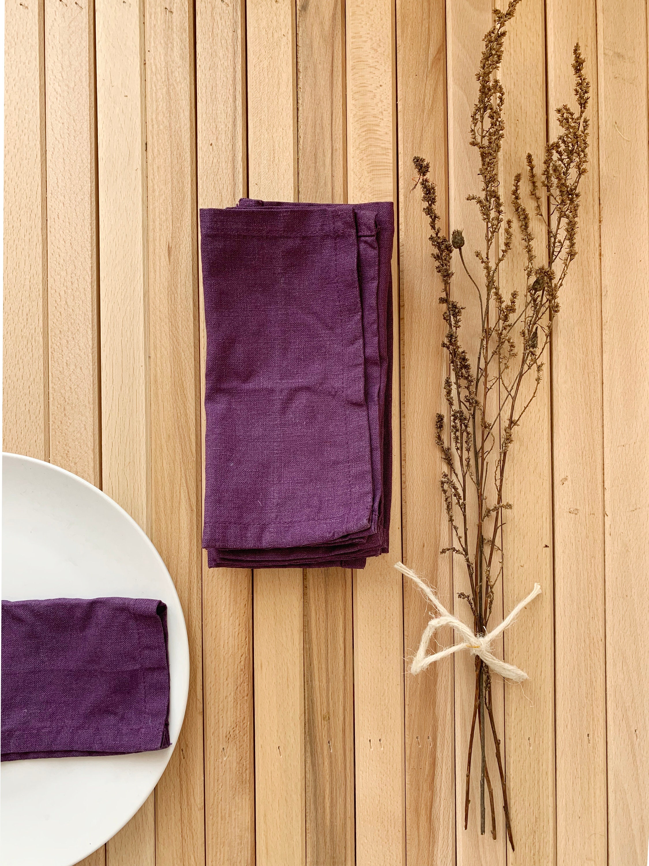 Deep purple linen napkins Wedding eggplant Dinner cocktail Etsy