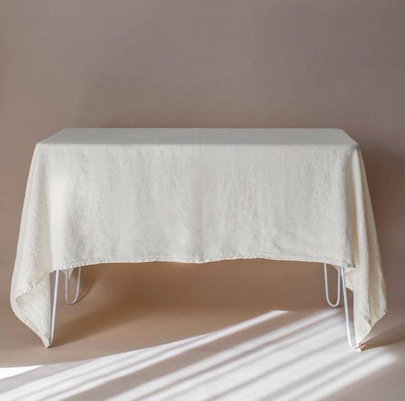 Large white linen tablecloth discount