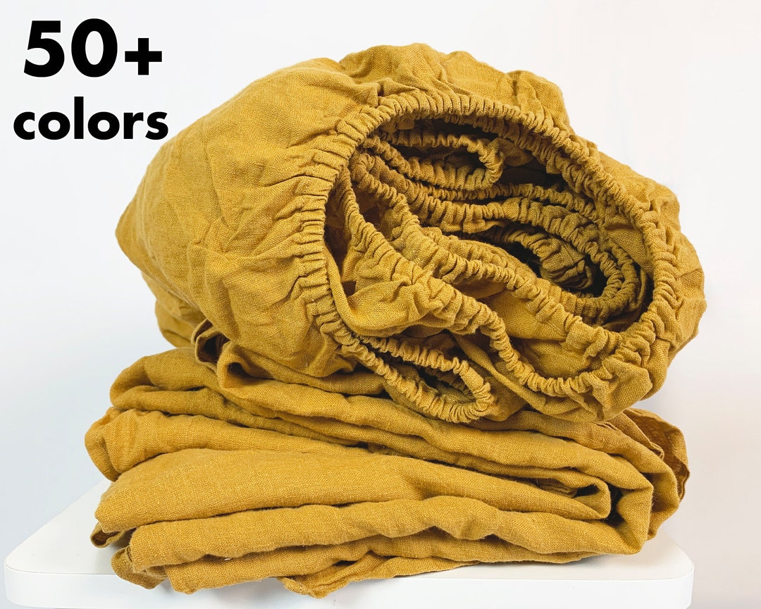 Washed Cotton Sheets Set Flat and Fitted Sheet Queen King Twin Etsy