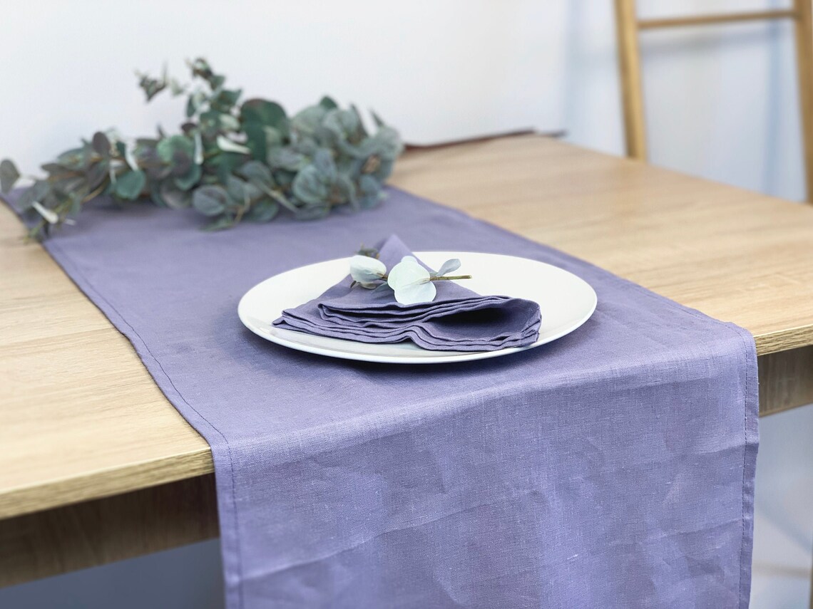 Light purple lavender linen table runner Wedding long runner Etsy