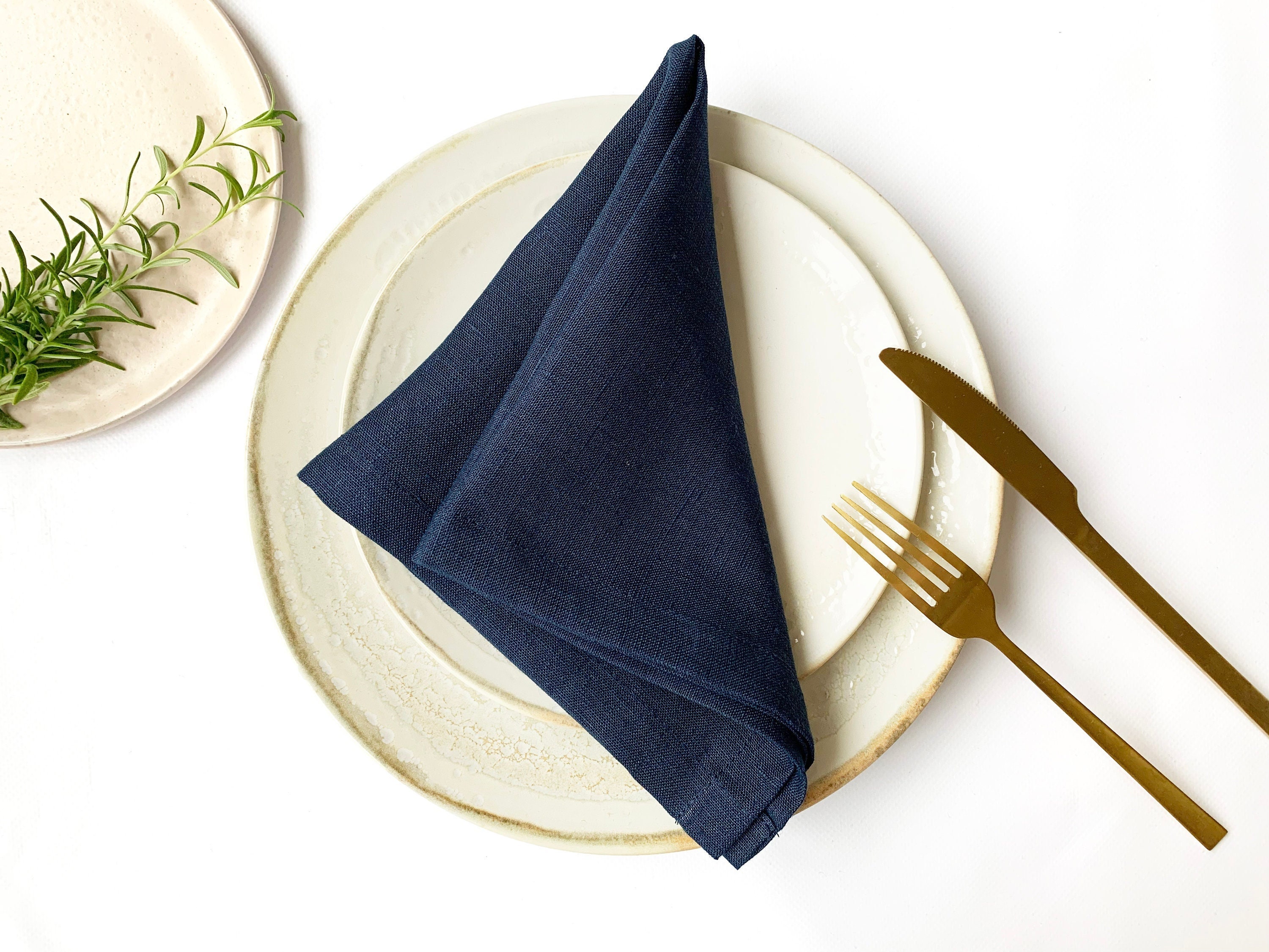 Dark Blue Linen Napkins Cloth Napkin Set Dinner Cocktail Etsy