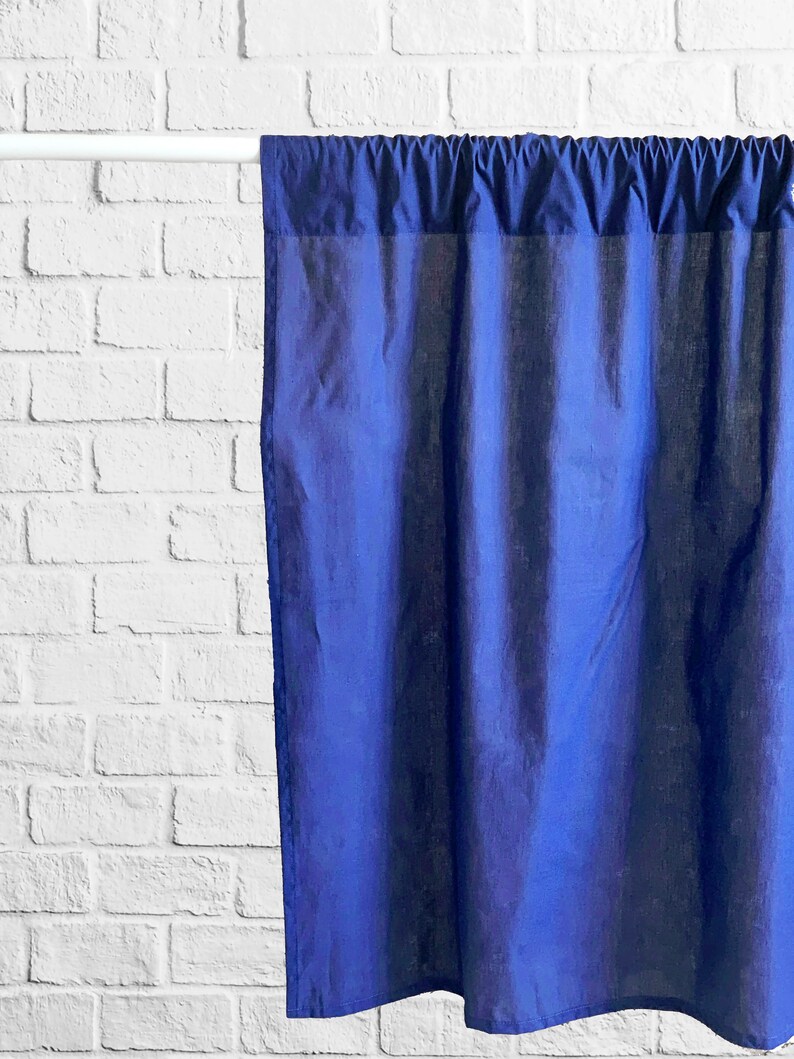 Cafe Linen Curtains Short Tab Tie Top Rod Pocket Drapes Semi Etsy