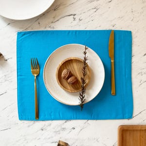 Turquoise Teal linen placemats - Dinner table mint blue place mat - Wedding cloth placemat