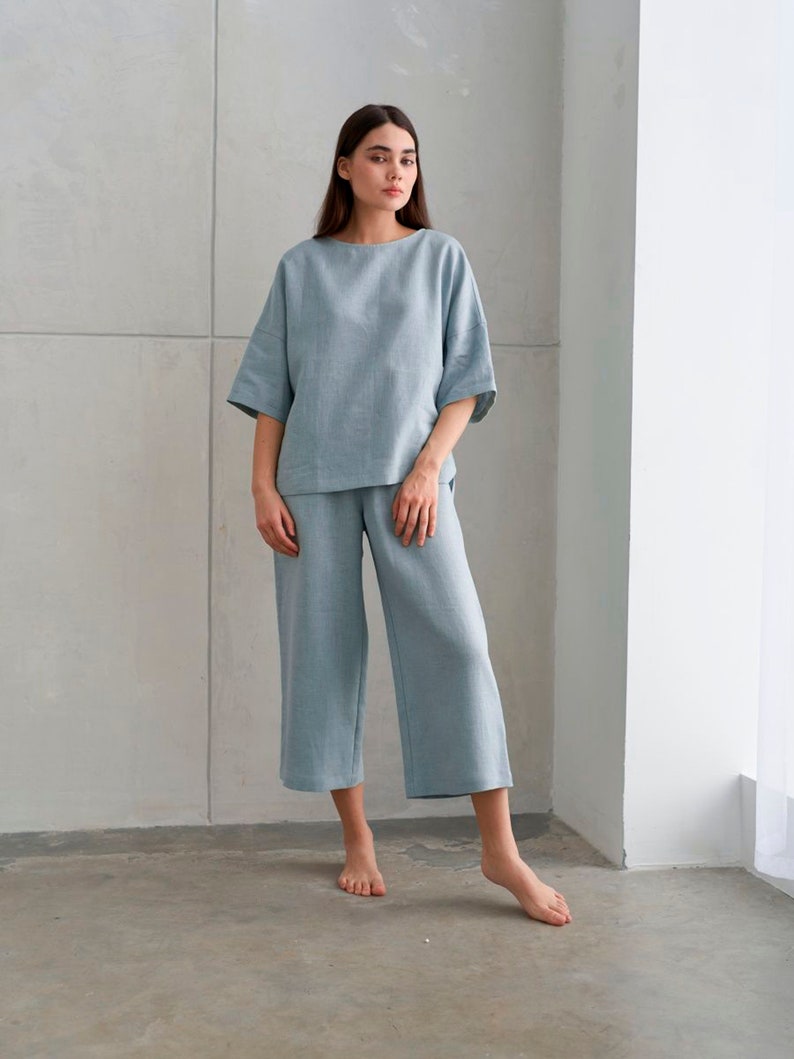 Linen Boat Neck Oversized Top With Half Sleeves Loose Fit Etsy