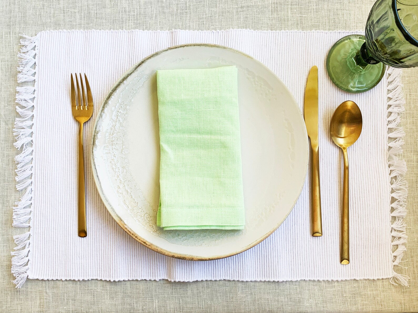 Light green linen napkins Wedding dinner Greenery cocktail Etsy