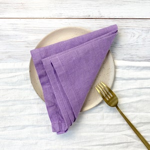 Linen napkins Set of 4 Custom size cloth napkins Dinner Cocktail Wedding Natural napkins Bulk Lavender