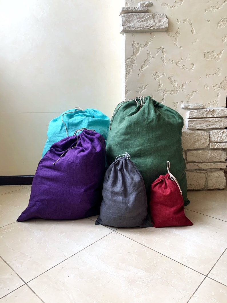 Linen storage bag Laundry bags with drawstring Large reusable Etsy