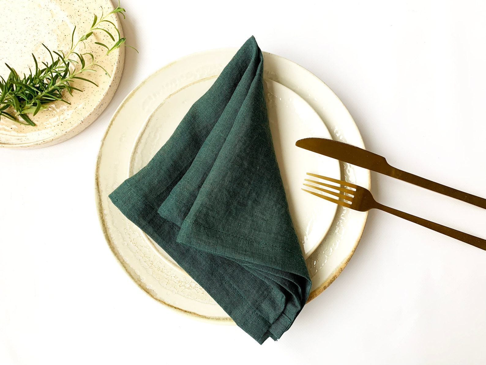 Dark Green Linen Napkins Set of 4 Cloth Dinner Wedding Etsy