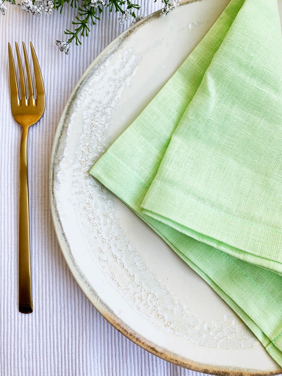 Light green linen napkins Wedding dinner Greenery cocktail Etsy