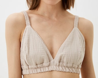 Muslin Bralette top | Cotton Crop top | Sleeveless Gauze top