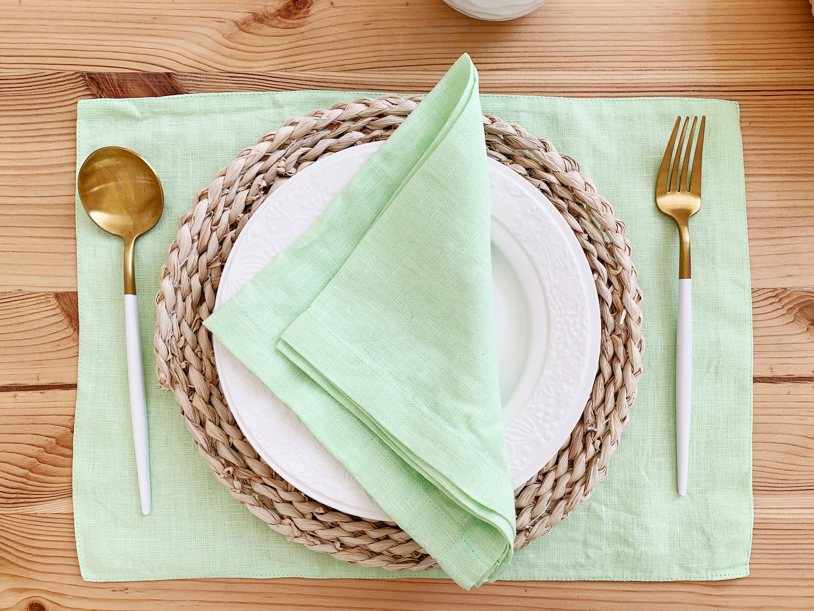 Light green linen napkins Wedding dinner Greenery cocktail Etsy