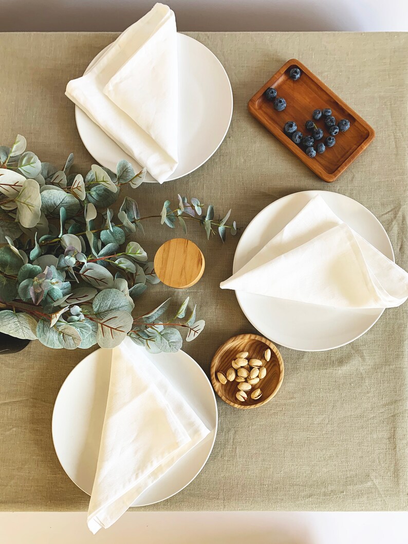 White or ivory linen napkins Wedding dinner cocktail cloth off white napkins
