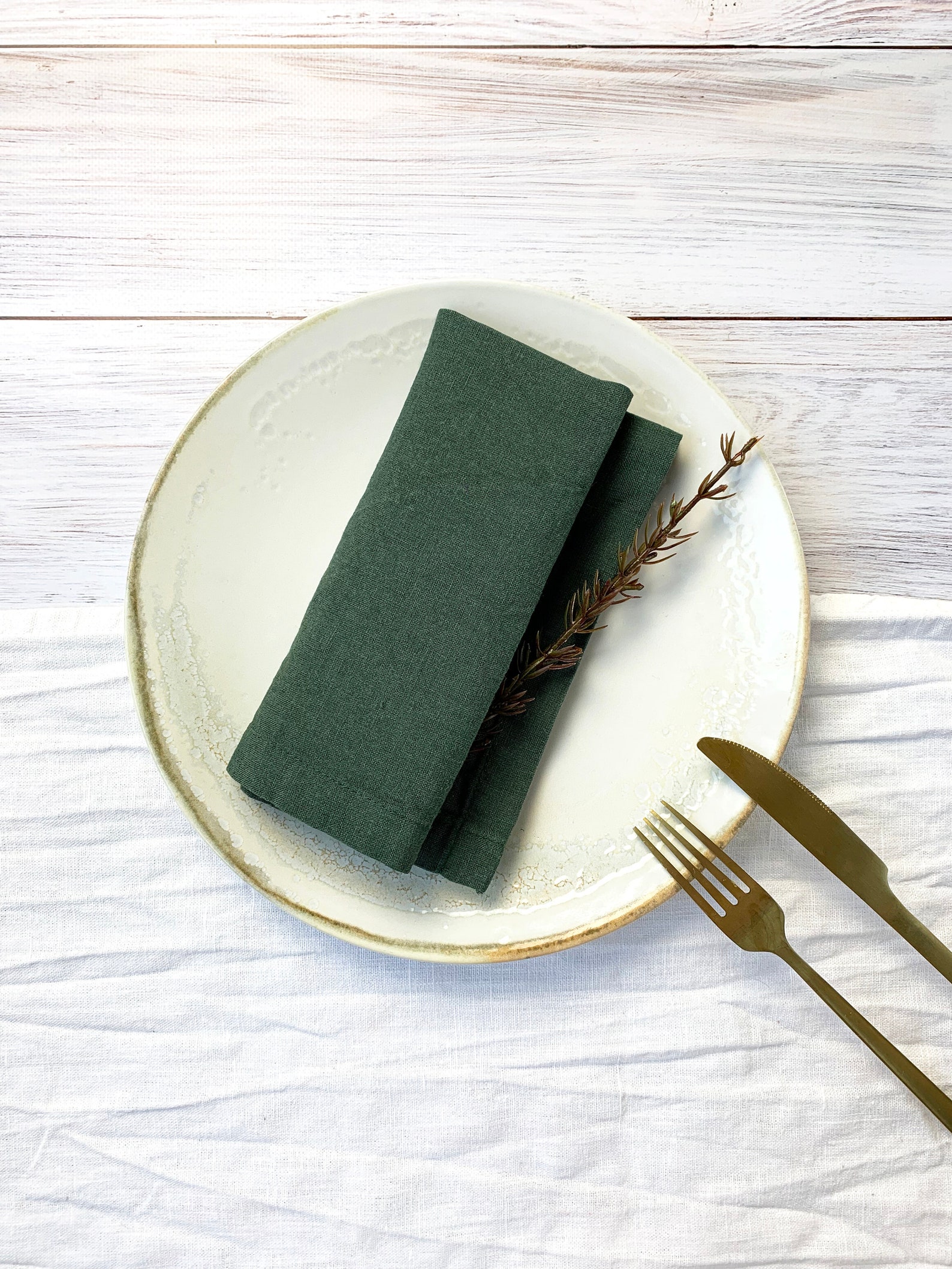 Dark Green Linen Napkins Set of 4 Cloth Dinner Wedding Etsy