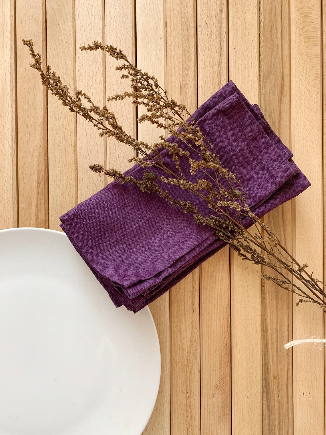 Deep purple linen napkins Wedding eggplant Dinner cocktail Etsy