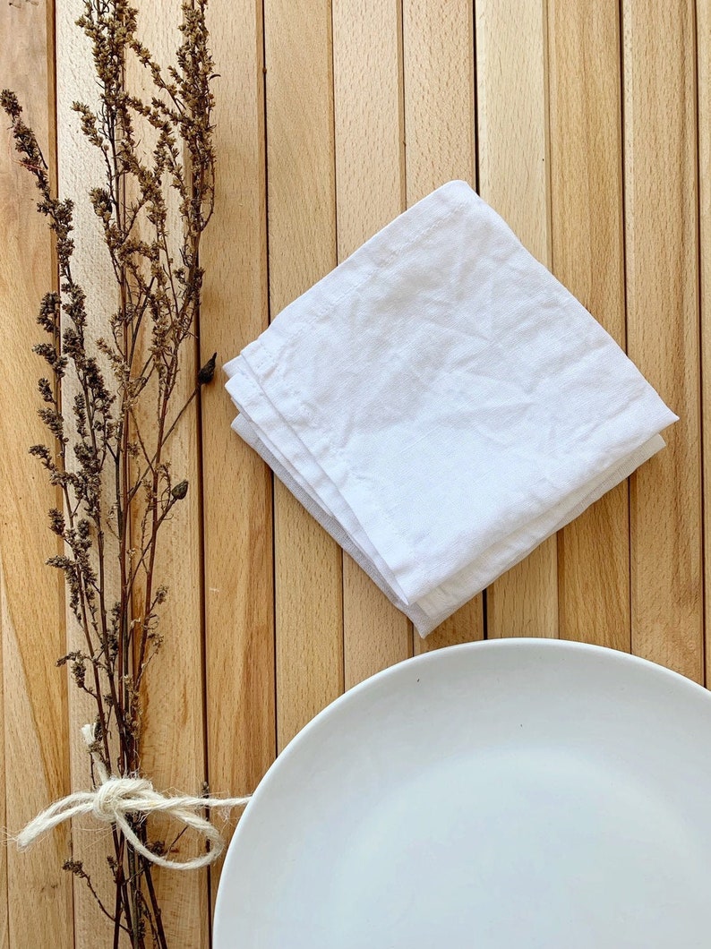 White or ivory linen napkins Wedding dinner cocktail cloth off white napkins
