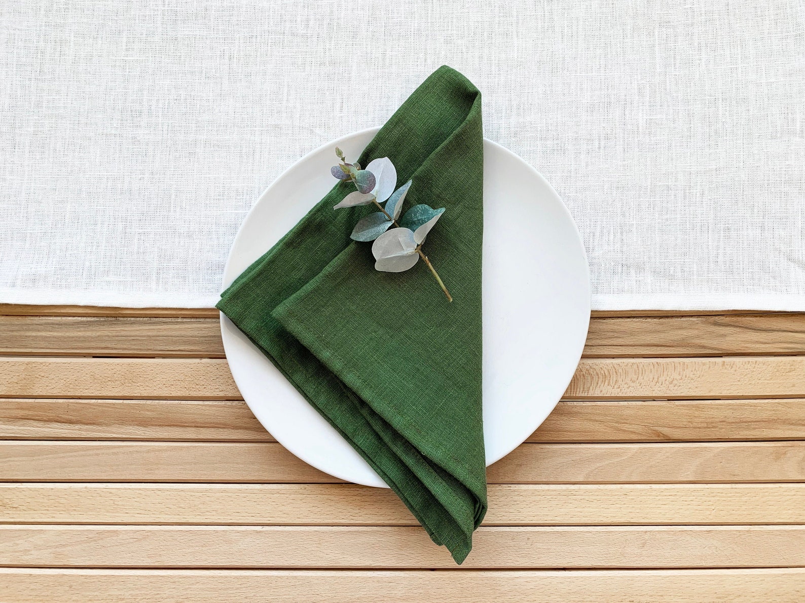 Moss Forest green Linen napkins Wedding dinner Dark green Etsy