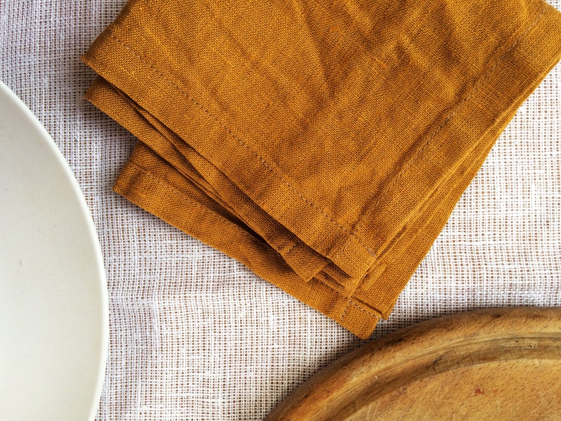 Mustard Linen napkins Set of 6 8 10 12 bulk Dinner Cocktail Etsy