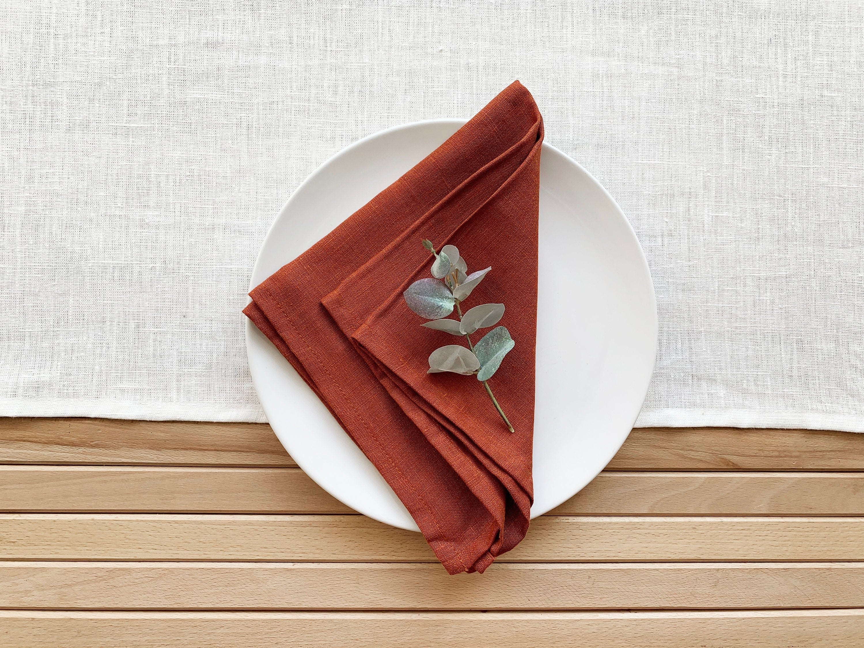 Burnt orange Terracotta linen napkins Cloth napkin set Rust Etsy