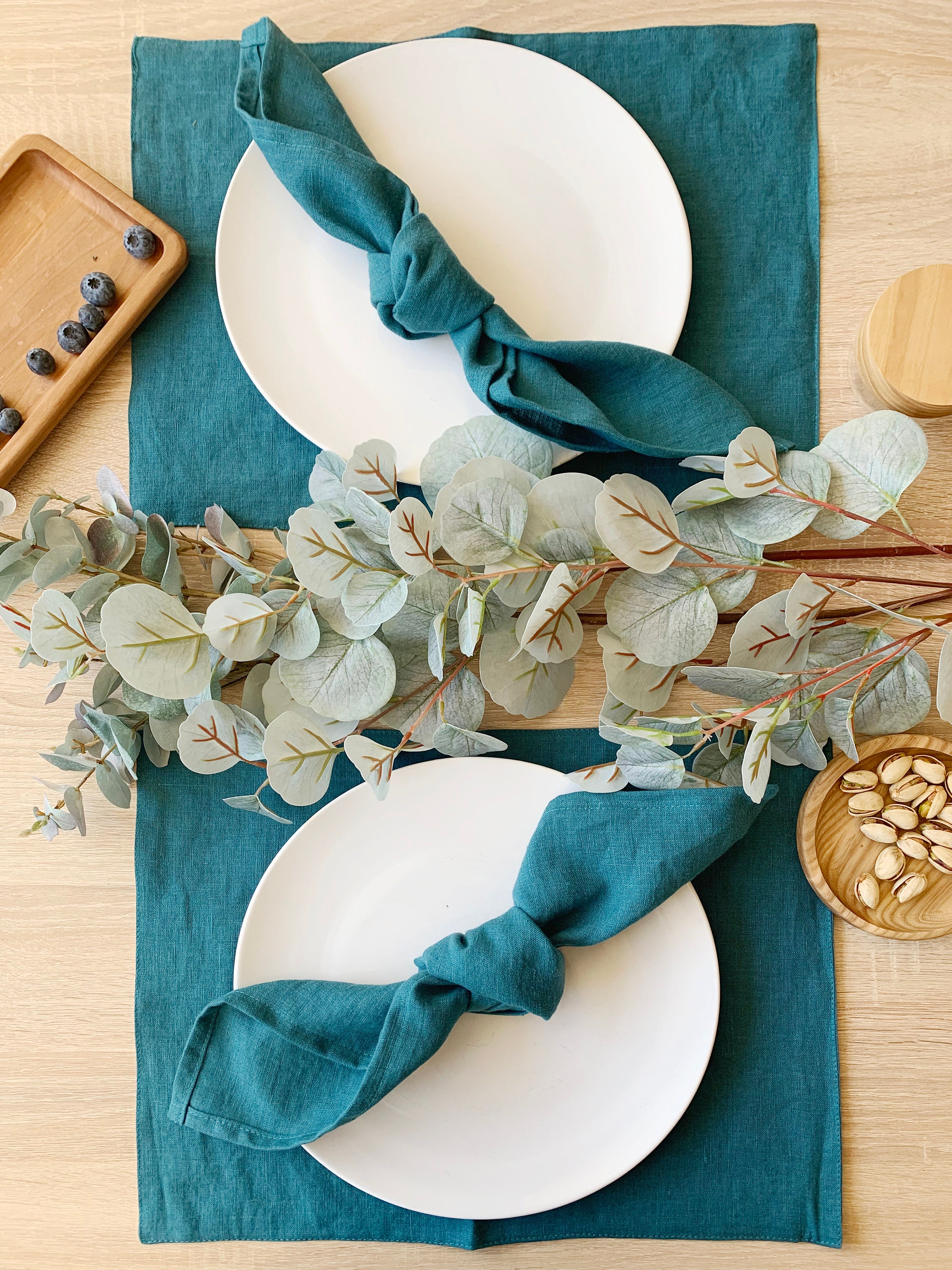 Teal linen napkins Cloth dinner cocktail napkins wedding Etsy