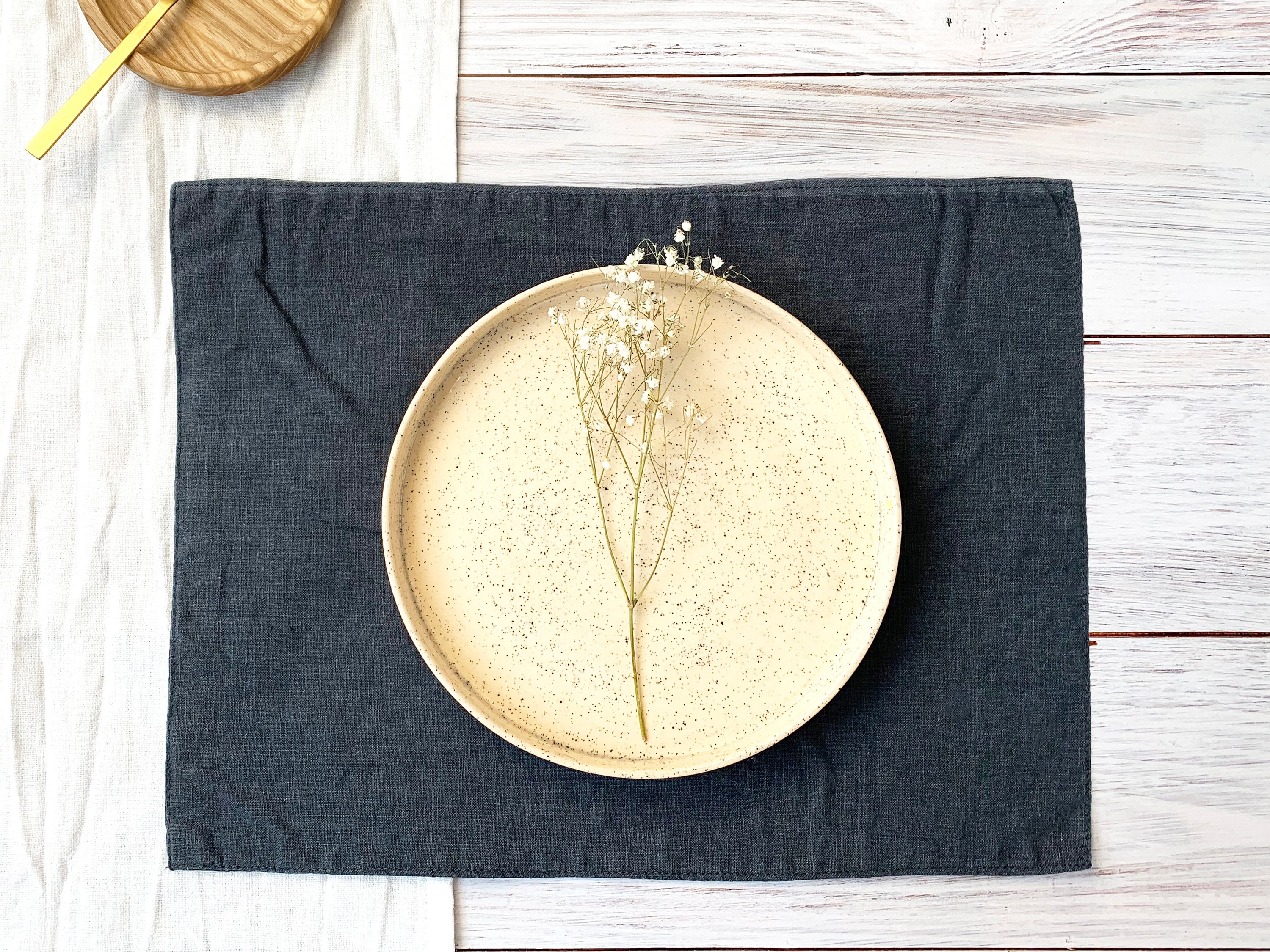 Dark Grey Linen Placemats Set of 2 Charcoal Table Dinner Etsy