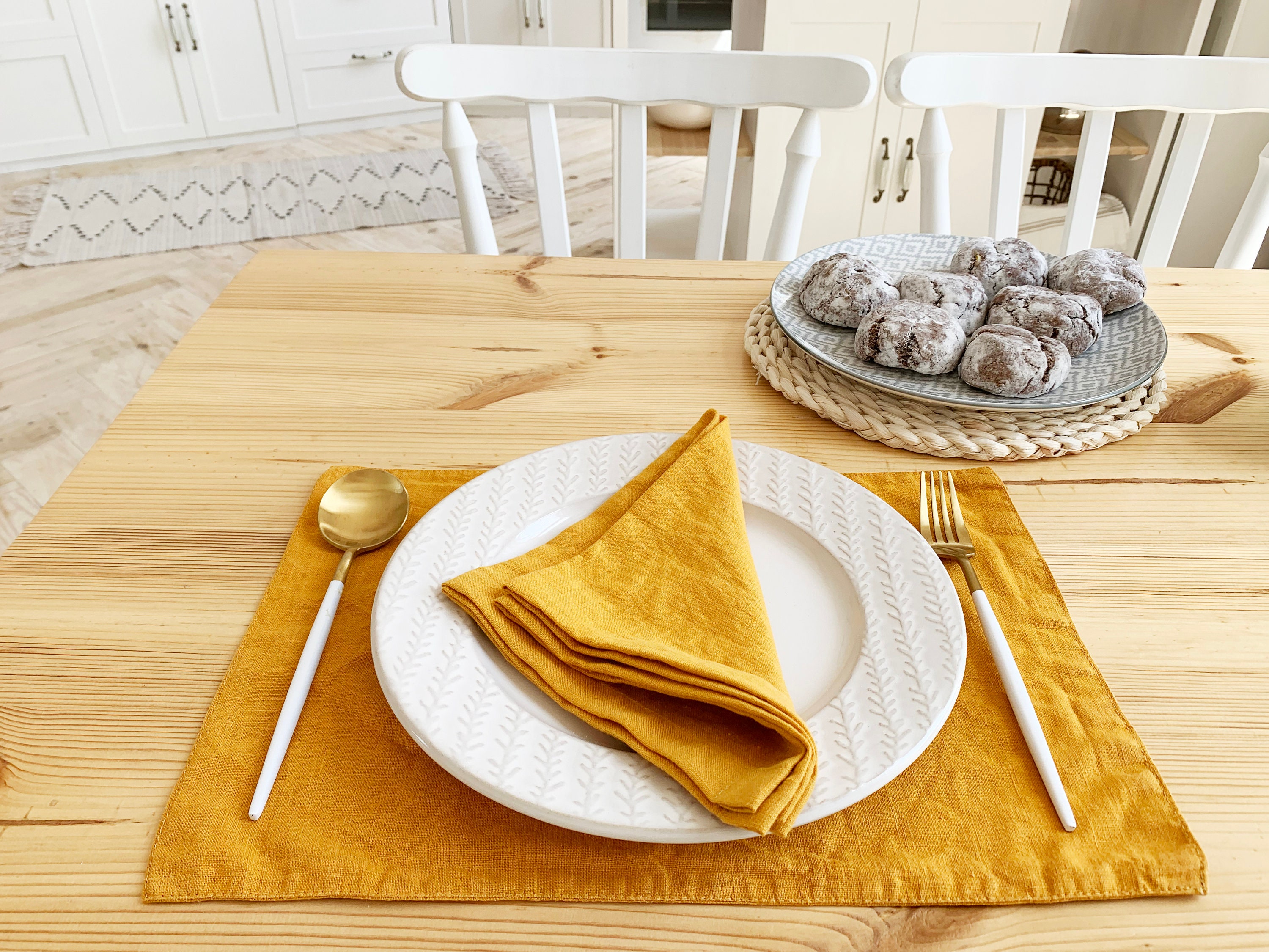 Mustard yellow linen placemats Dinner table place mat Wedding Etsy