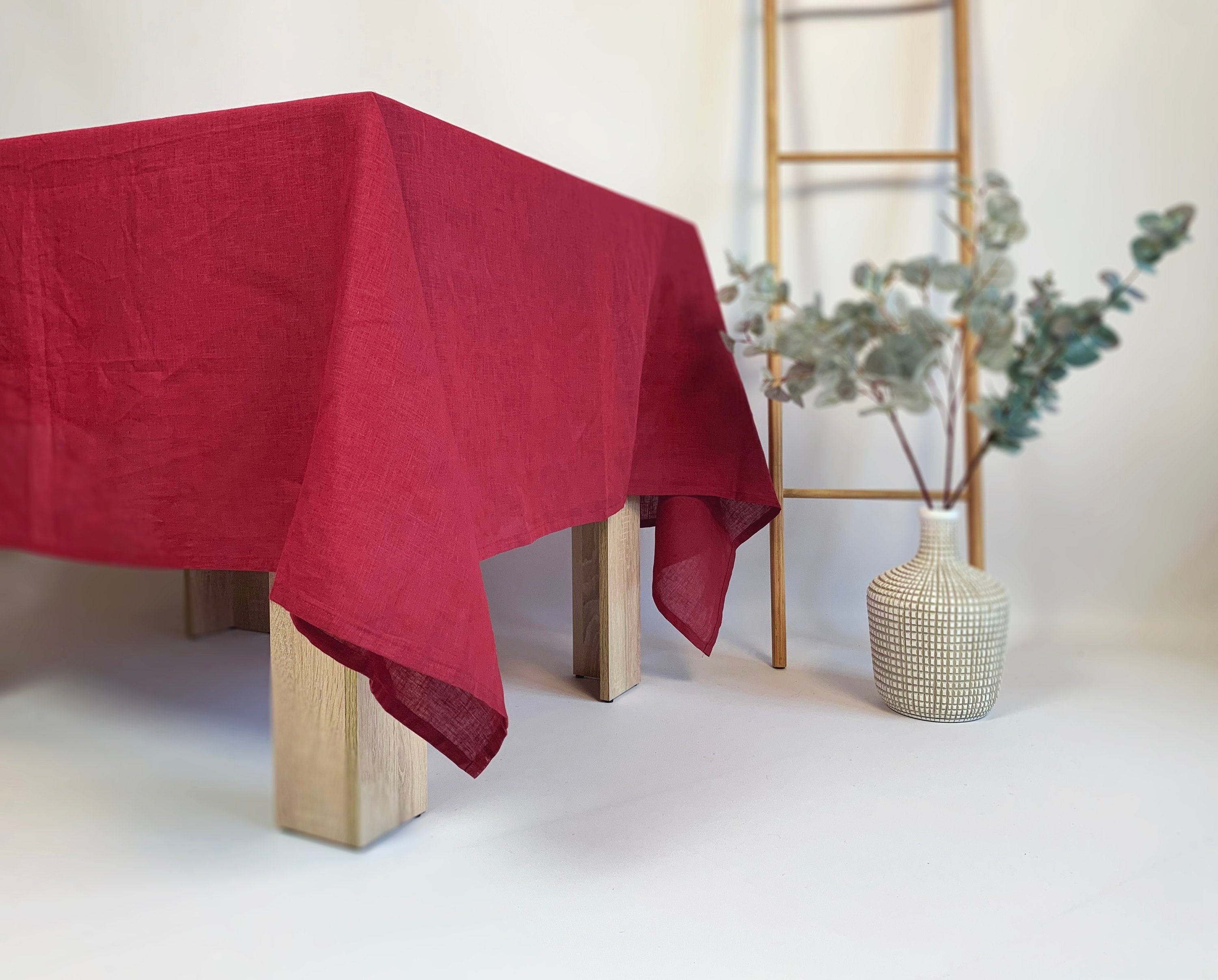 Red wine linen tablecloth Various size tablecloth Maroon Etsy