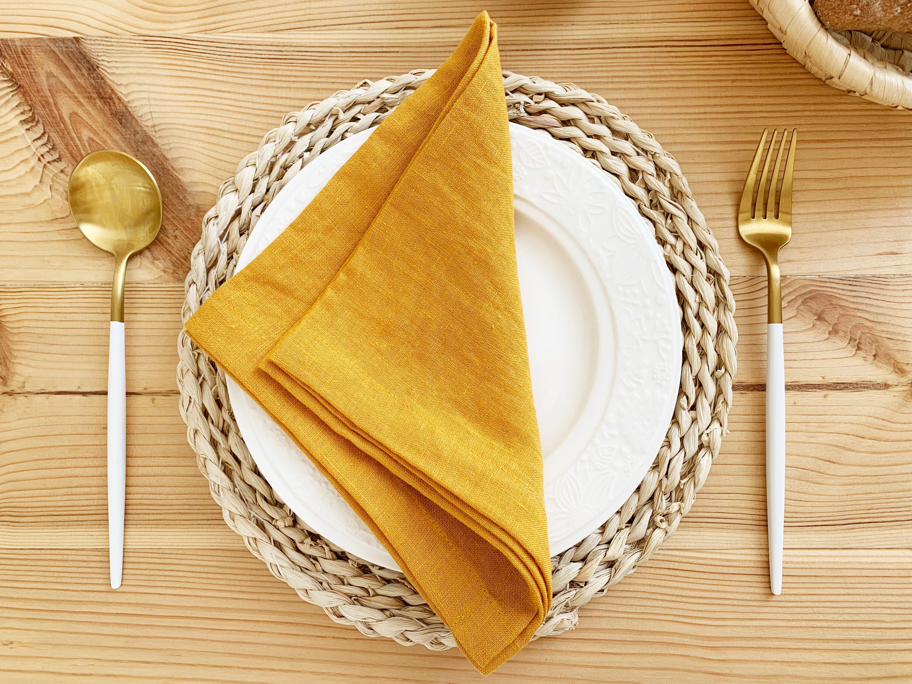 Mustard yellow Linen napkins Cloth napkin set Dinner Cocktail Etsy