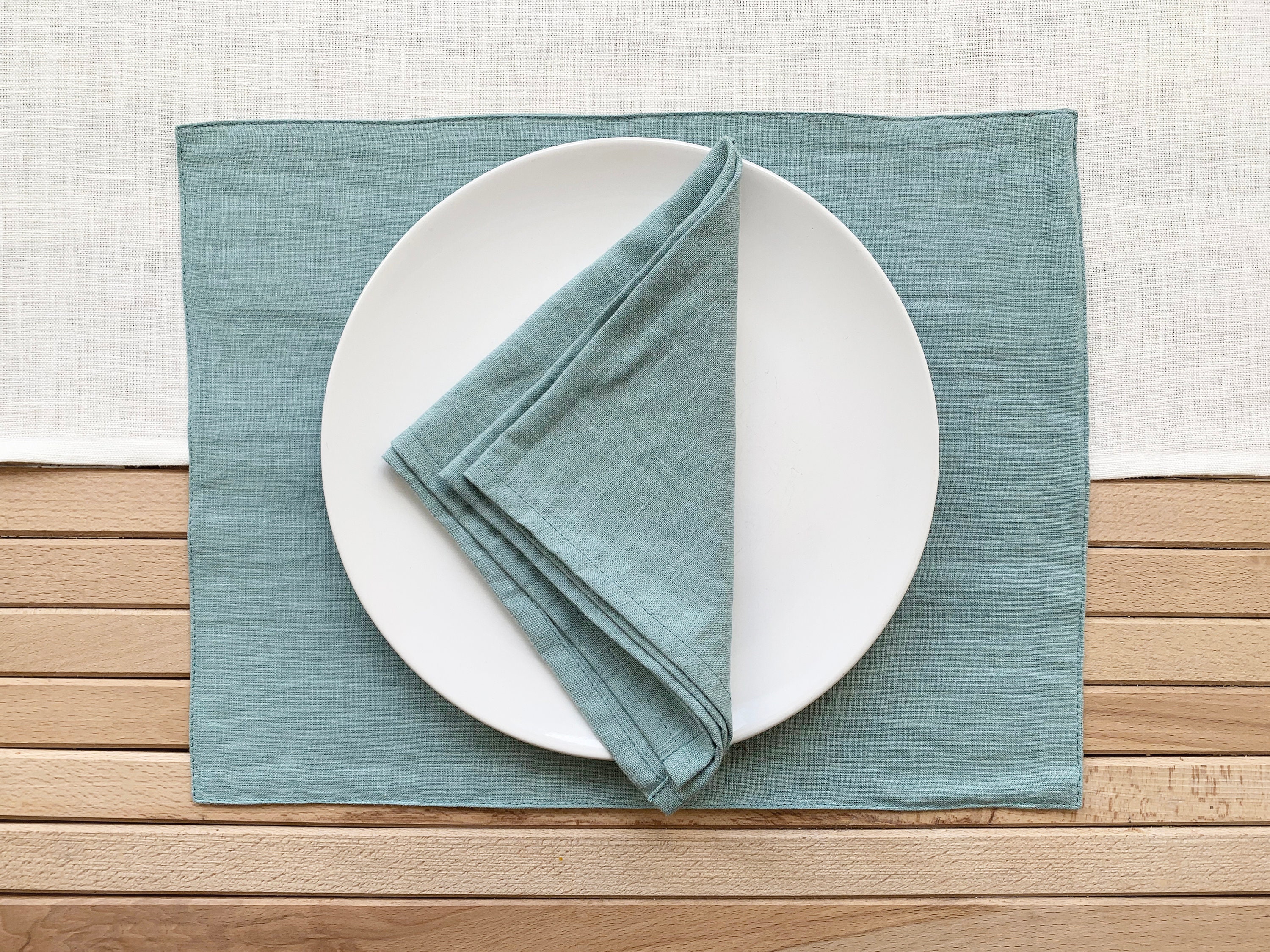 Dusty blue linen placemats Dinner Wedding table Sky Light blue Etsy