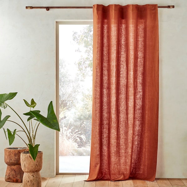 Linen Curtain Panel | 30 Colors | with Tabs, Ties, Rod Pocket, or Back Tabs - Wide, Long, Semi-Sheer Drapery Panels