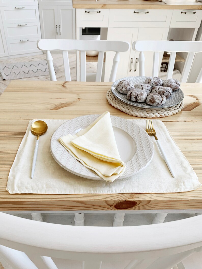 Off White Linen Placemats Ivory Dinner Wedding Cloth Table Etsy