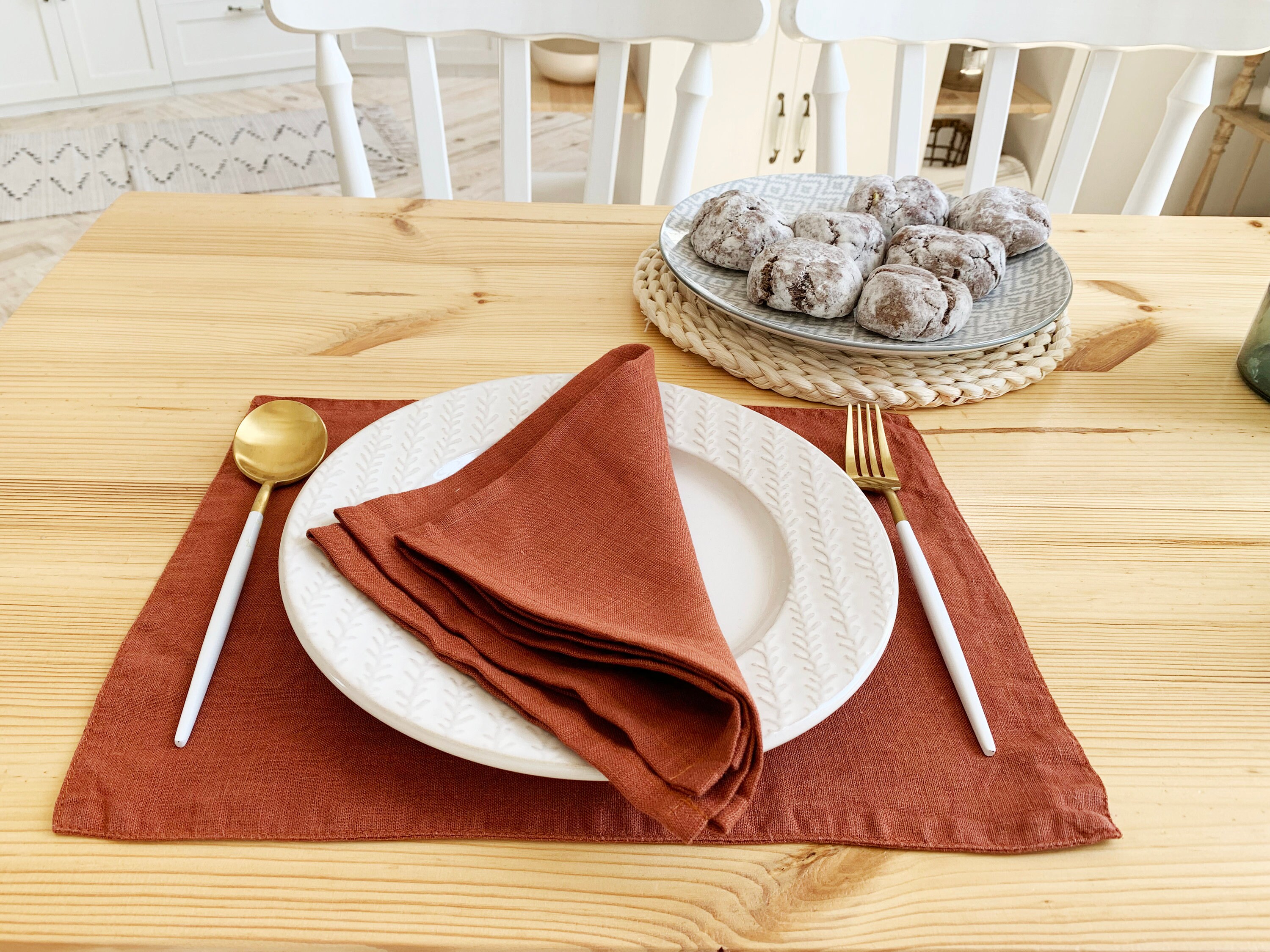 Burnt orange Terracotta linen napkins Cloth napkin set Rust Etsy