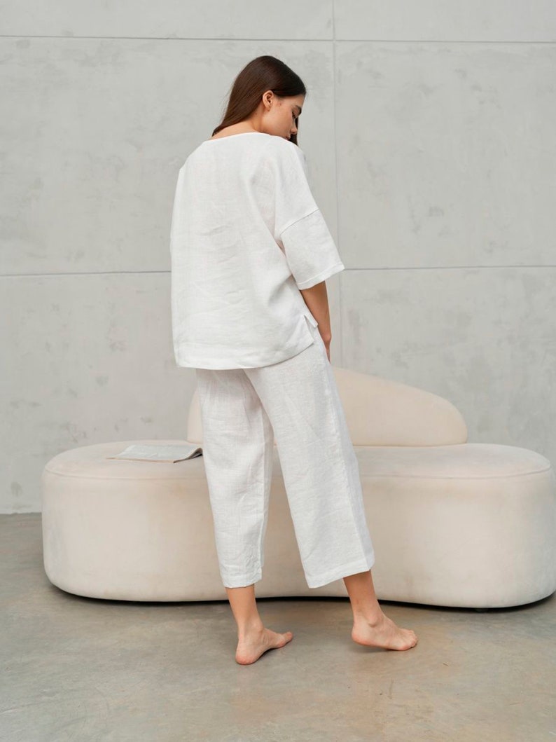 Linen Boat Neck Oversized Top With Half Sleeves Loose Fit Etsy