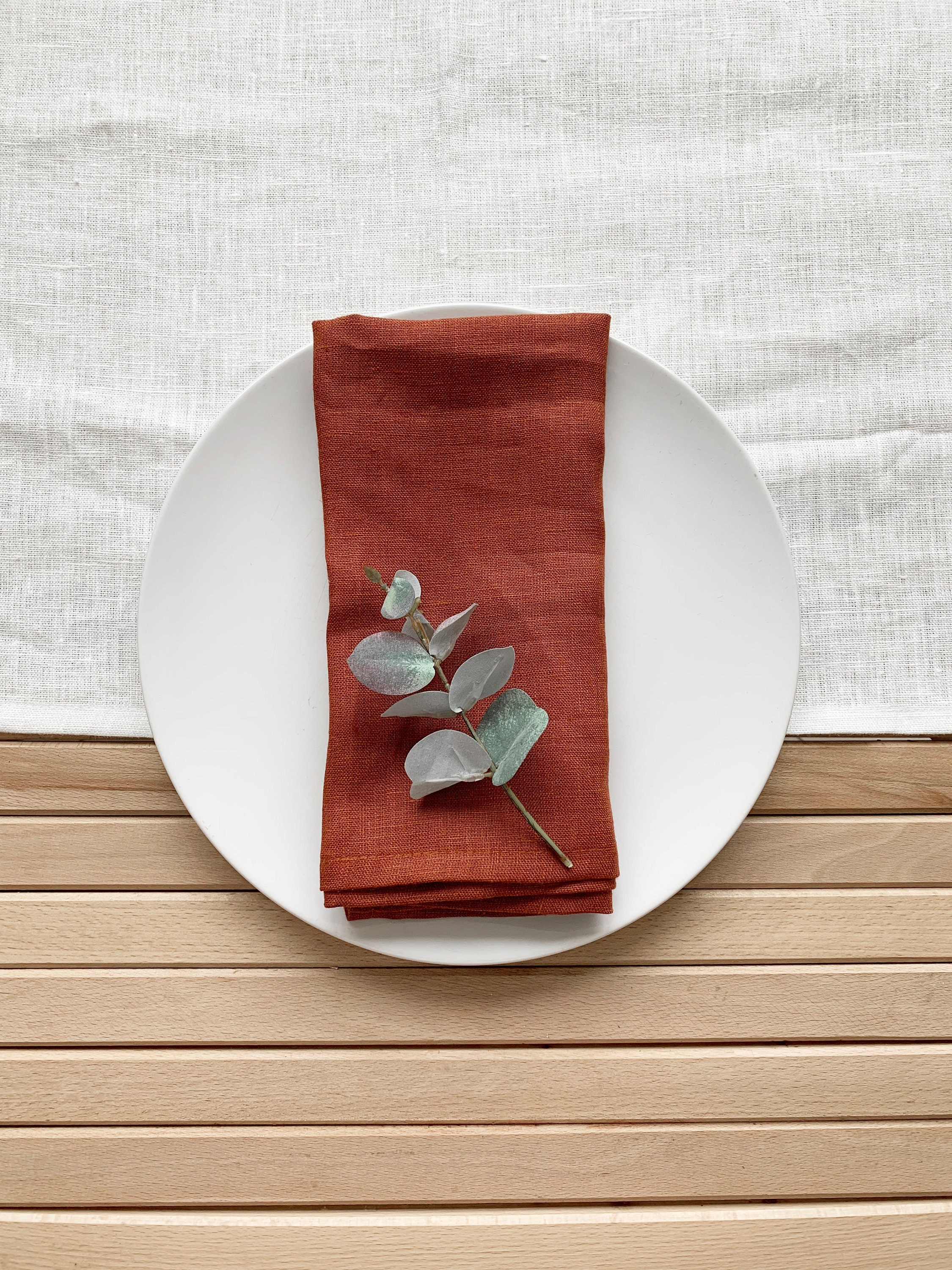 Burnt orange Terracotta linen napkins Cloth napkin set Rust Etsy