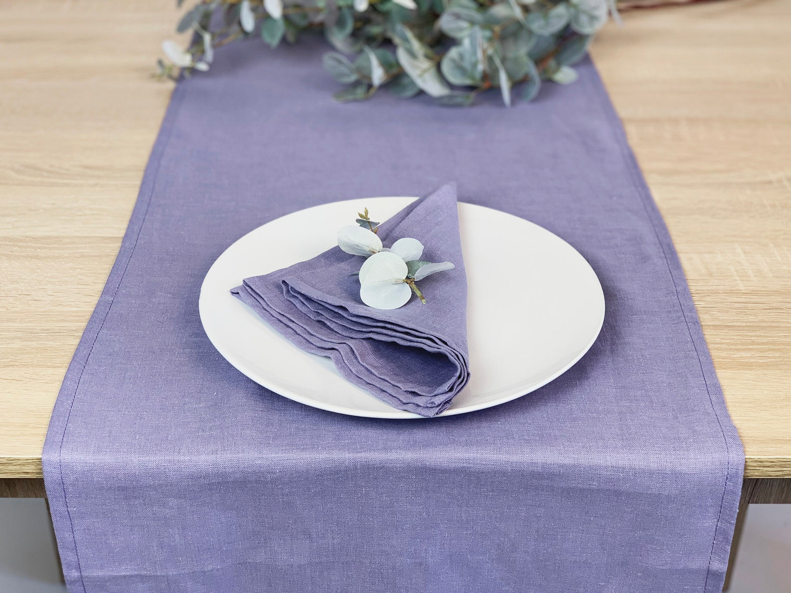 Light purple lavender linen table runner Wedding long runner Etsy
