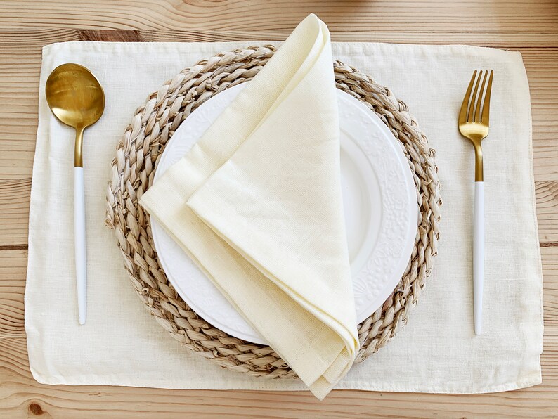 Off White Linen Placemats Ivory Dinner Wedding Cloth Table Etsy